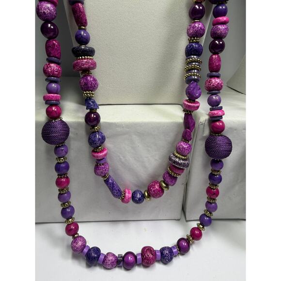Chicos Chico's long necklace necklaces lot bundle jewelry Purple gold black - Picture 5 of 14